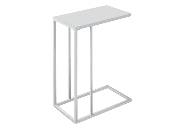 Homeroots 18.25" X 10.25" X 24" White Metal Tempered Glass Accent Table White  332991