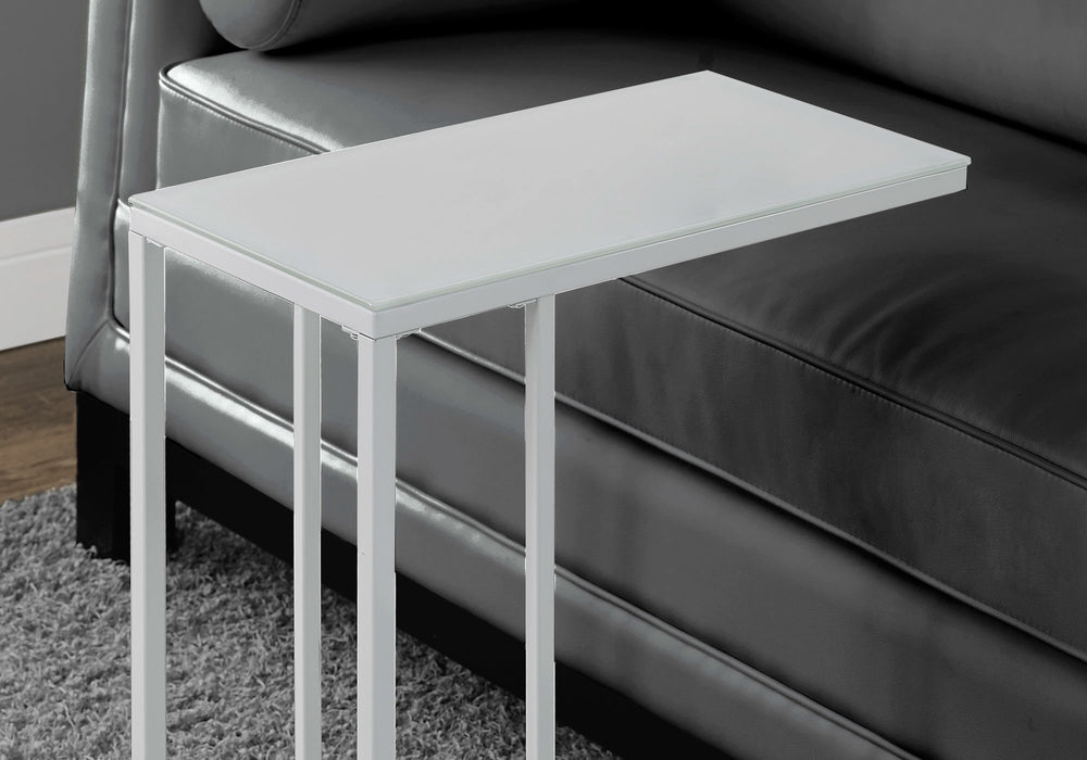 Homeroots 18.25" X 10.25" X 24" White Metal Tempered Glass Accent Table White  332991