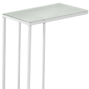 HomeRoots 18.25" Modern Metal and Frosted Glass Accent Table for Stylish Living Room and Compact Spaces White 332991