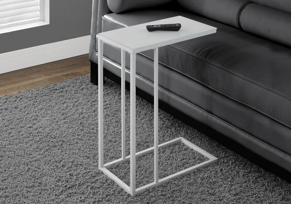 HomeRoots 18.25" Modern Metal and Frosted Glass Accent Table for Stylish Living Room and Compact Spaces White 332991