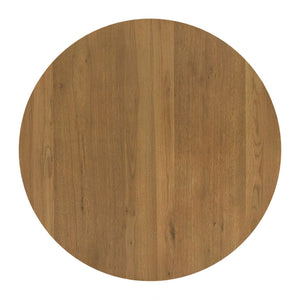 Alta 48 Inch Round Pedestal Dining Table Seats Four with Geometric Rubberwood Base