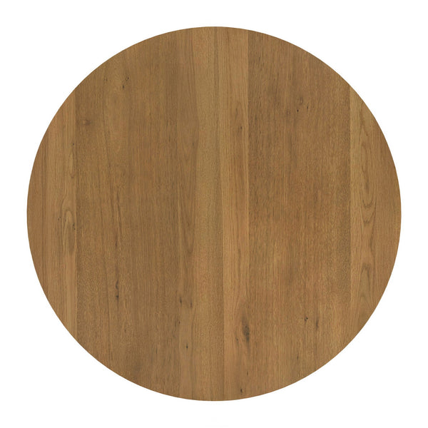 Alta 48 Inch Round Pedestal Dining Table Seats Four with Geometric Rubberwood Base