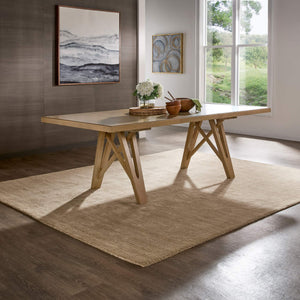 Alta 90 Inch Rectangular Dining Table Geometric Base Seats Eight Rustic Modern Style