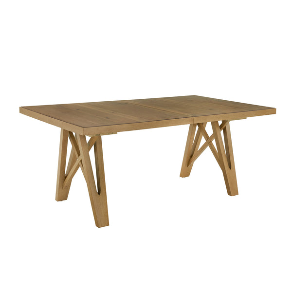 Alta 90 Inch Rectangular Dining Table Geometric Base Seats Eight Rustic Modern Style