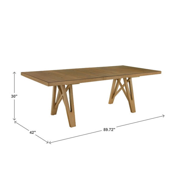 Alta 90 Inch Rectangular Dining Table Geometric Base Seats Eight Rustic Modern Style