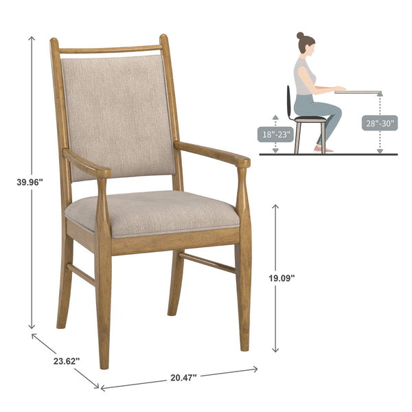 Alta Beige Fabric Upholstered Dining Chair Set with Rubberwood Frame