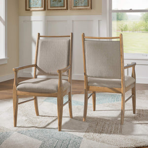 Alta Beige Fabric Upholstered Dining Chair Set with Rubberwood Frame