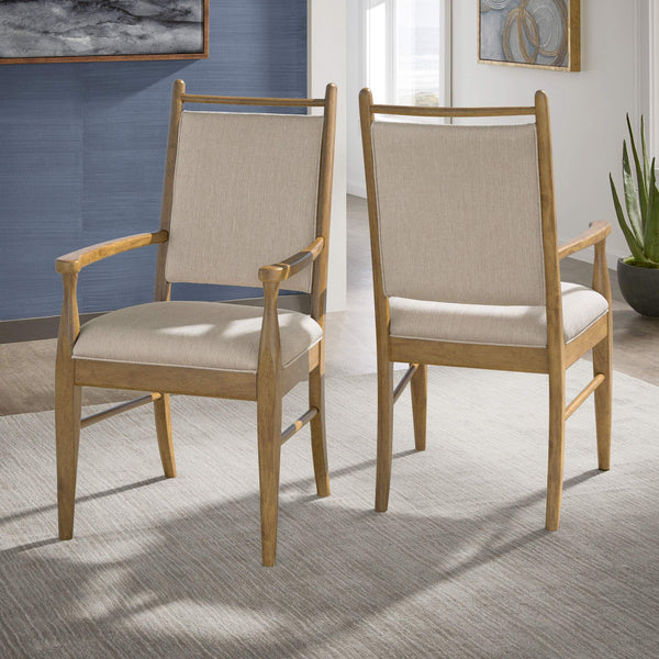 Alta Beige Fabric Upholstered Dining Chair Set with Rubberwood Frame