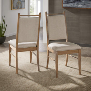Alta Upholstered Beige Fabric Dining Chair Set with Rubberwood Legs