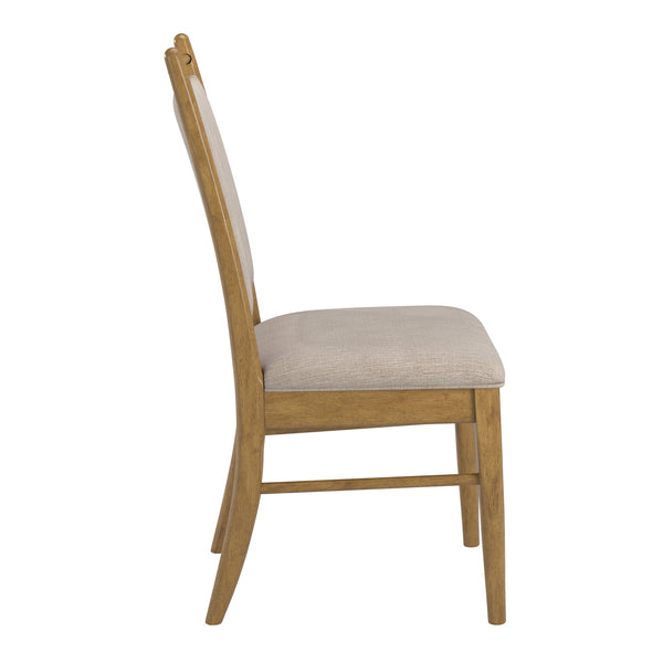 Alta Upholstered Beige Fabric Dining Chair Set with Rubberwood Legs