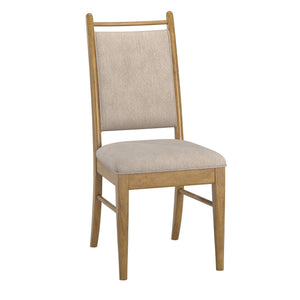Alta Upholstered Beige Fabric Dining Chair Set with Rubberwood Legs