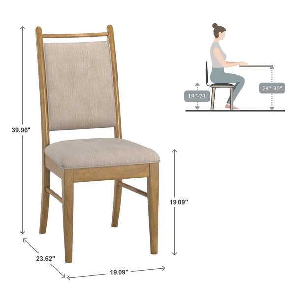 Alta Upholstered Beige Fabric Dining Chair Set with Rubberwood Legs