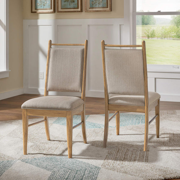 Alta Upholstered Beige Fabric Dining Chair Set with Rubberwood Legs