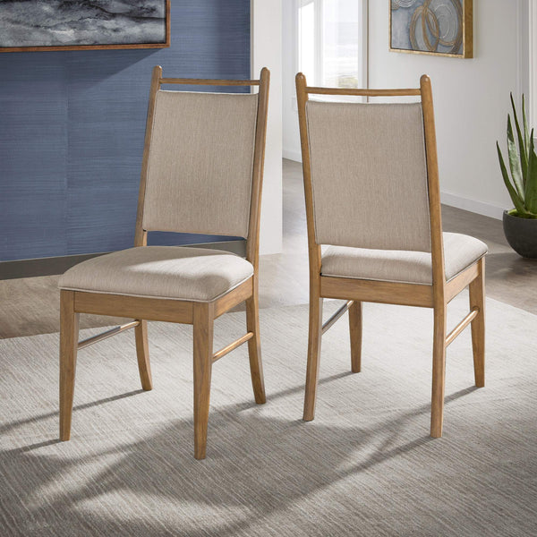Alta Upholstered Beige Fabric Dining Chair Set with Rubberwood Legs