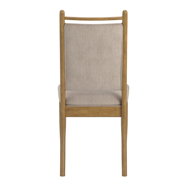 Alta Upholstered Beige Fabric Dining Chair Set with Rubberwood Legs
