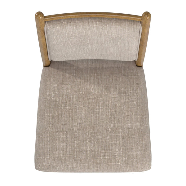 Alta Upholstered Beige Fabric Dining Chair Set with Rubberwood Legs