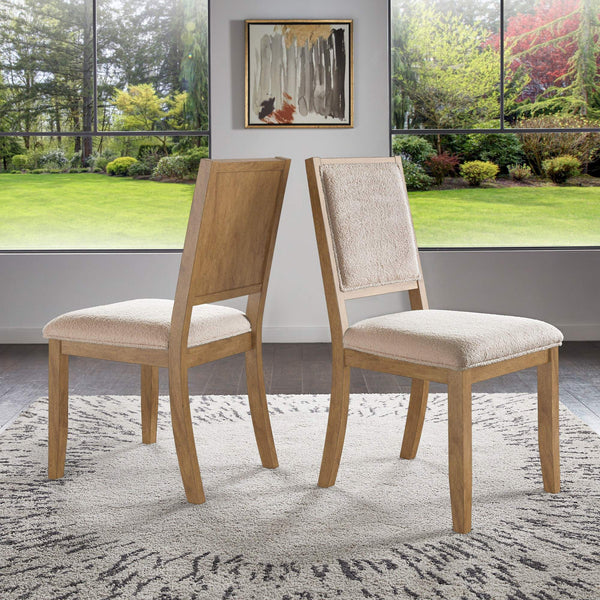 Alta Boucle Upholstered Dining Chair Set with Solid Wood Legs Mid-century Modern Style