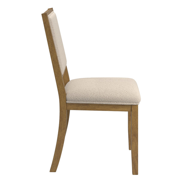 Alta Boucle Upholstered Dining Chair Set with Solid Wood Legs Mid-century Modern Style