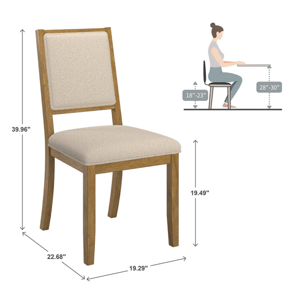Alta Boucle Upholstered Dining Chair Set with Solid Wood Legs Mid-century Modern Style