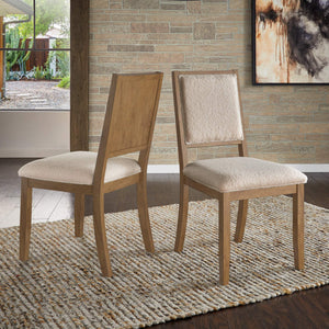 Alta Boucle Upholstered Dining Chair Set with Solid Wood Legs Mid-century Modern Style
