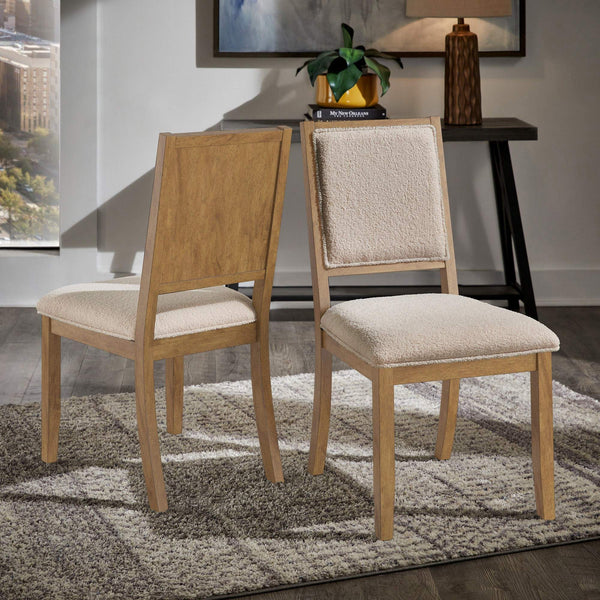 Alta Boucle Upholstered Dining Chair Set with Solid Wood Legs Mid-century Modern Style