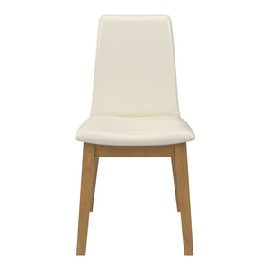 Alta Faux Leather Dining Chair Set of Two with Curved Back and Rubberwood Legs for Dining Rooms