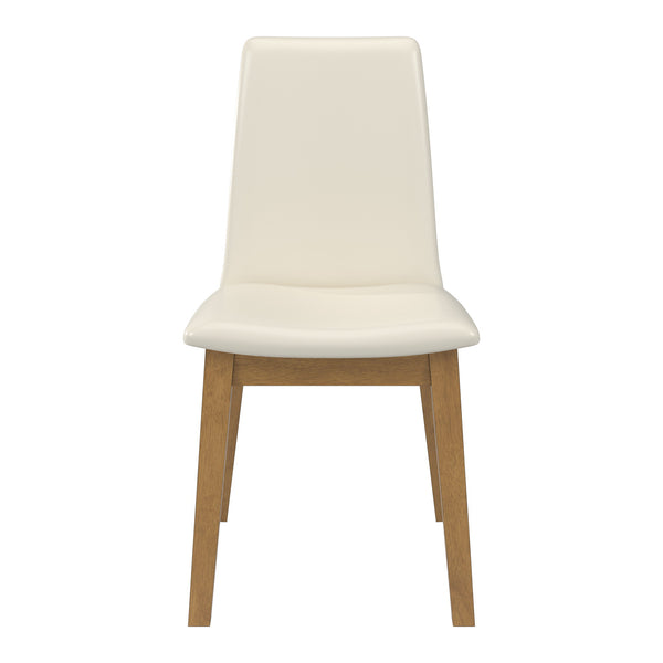 Alta Faux Leather Dining Chair Set of Two with Curved Back and Rubberwood Legs for Dining Rooms