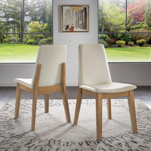 Alta Faux Leather Dining Chair Set of Two with Curved Back and Rubberwood Legs for Dining Rooms
