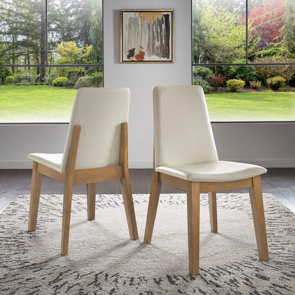 Alta Faux Leather Dining Chair Set of Two with Curved Back and Rubberwood Legs for Dining Rooms