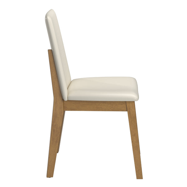 Alta Faux Leather Dining Chair Set of Two with Curved Back and Rubberwood Legs for Dining Rooms