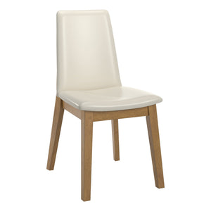 Alta Faux Leather Dining Chair Set of Two with Curved Back and Rubberwood Legs for Dining Rooms