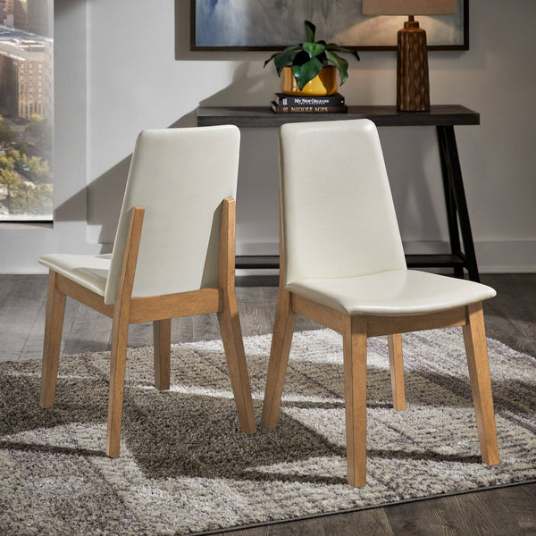 Alta Faux Leather Dining Chair Set of Two with Curved Back and Rubberwood Legs for Dining Rooms
