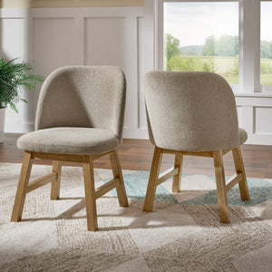 Alta Rubberwood Dining Chair with Taupe Fabric and Oak Finish Set of 2