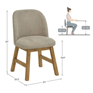 Alta Rubberwood Dining Chair with Taupe Fabric and Oak Finish Set of 2