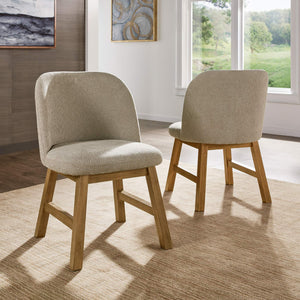 Alta Rubberwood Dining Chair with Taupe Fabric and Oak Finish Set of 2