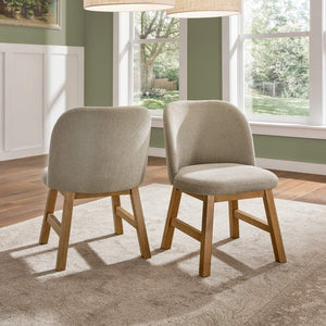 Alta Rubberwood Dining Chair with Taupe Fabric and Oak Finish Set of 2
