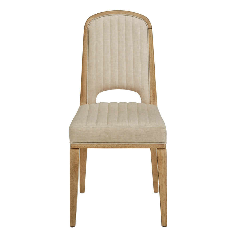 Homelegance Alta Cream Fabric Dining Chair Set of Two with Oak Veneer Tapered Wood Legs 332AKC4-WF