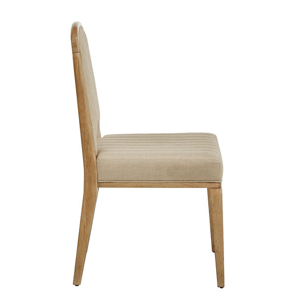 Alta Cream Fabric Dining Chair Set of Two with Oak Veneer Tapered Wood Legs