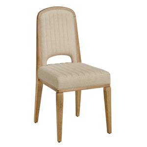 Alta Cream Fabric Dining Chair Set of Two with Oak Veneer Tapered Wood Legs