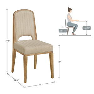 Alta Cream Fabric Dining Chair Set of Two with Oak Veneer Tapered Wood Legs