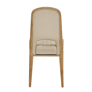 Alta Cream Fabric Dining Chair Set of Two with Oak Veneer Tapered Wood Legs