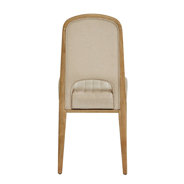 Alta Cream Fabric Dining Chair Set of Two with Oak Veneer Tapered Wood Legs