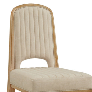 Alta Cream Fabric Dining Chair Set of Two with Oak Veneer Tapered Wood Legs