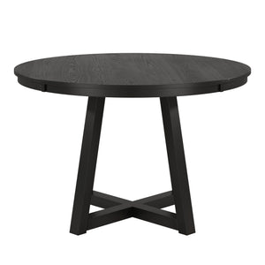 Alta 48 Inch Round Pedestal Dining Table Seats Four with Geometric Rubberwood Base
