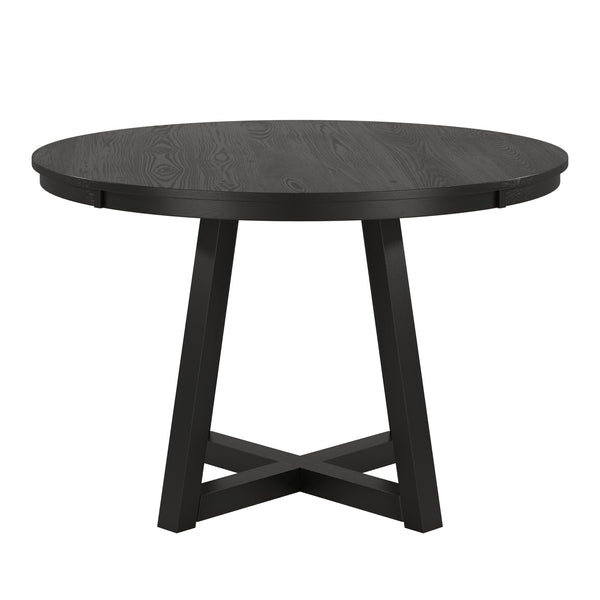 Alta 48 Inch Round Pedestal Dining Table Seats Four with Geometric Rubberwood Base