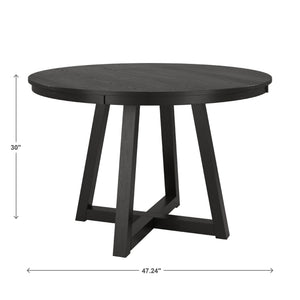 Alta 48 Inch Round Pedestal Dining Table Seats Four with Geometric Rubberwood Base