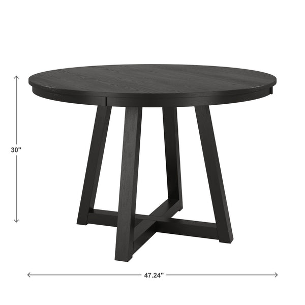 Alta 48 Inch Round Pedestal Dining Table Seats Four with Geometric Rubberwood Base