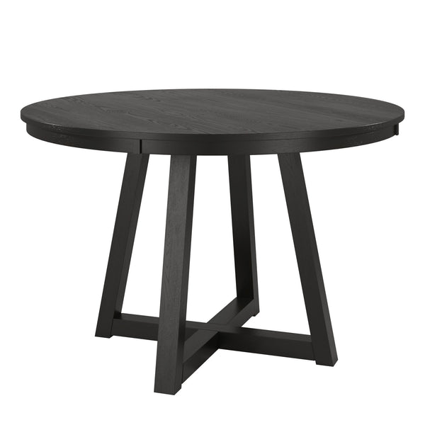 Alta 48 Inch Round Pedestal Dining Table Seats Four with Geometric Rubberwood Base