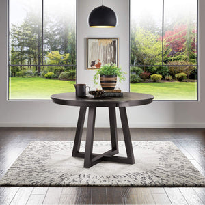 Alta 48 Inch Round Pedestal Dining Table Seats Four with Geometric Rubberwood Base