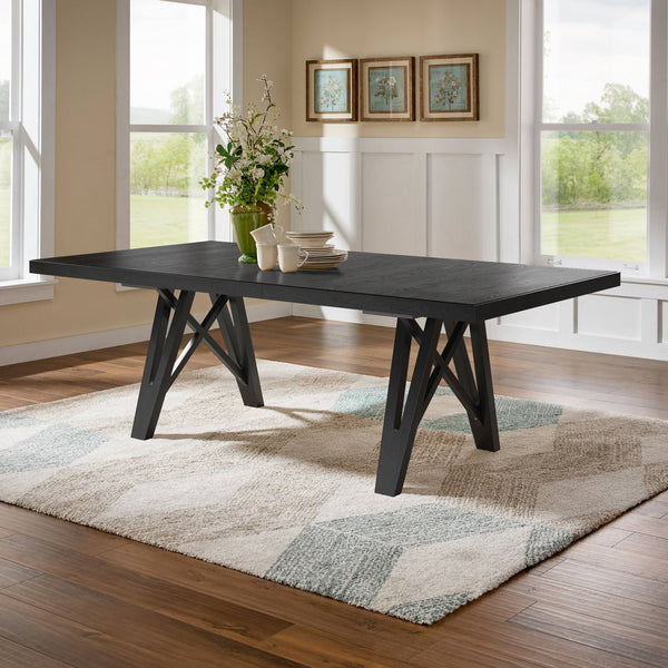 Alta 90 Inch Rectangular Dining Table Geometric Base Seats Eight Rustic Modern Style